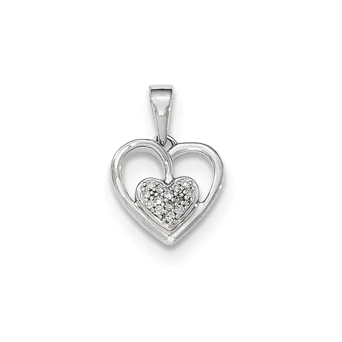 Goldia Necklaces 14kt White gold Polished Real Diamond Heart Pendant