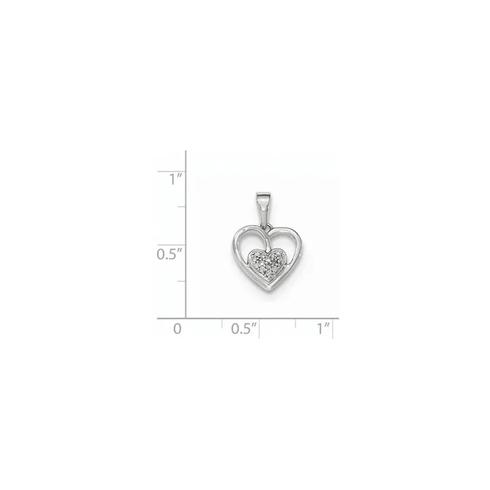 Goldia Necklaces 14kt White gold Polished Real Diamond Heart Pendant