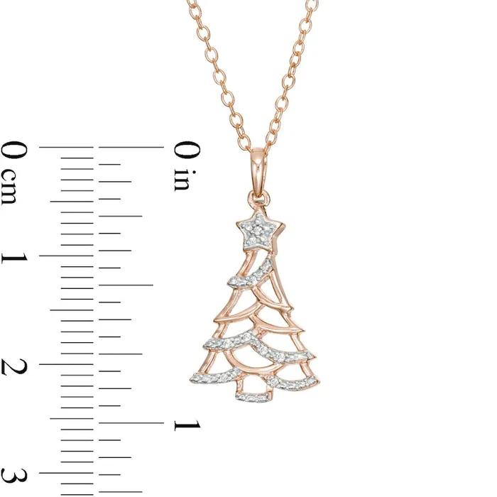 Goldia Necklaces Natural Diamond Accent Christmas Tree Pendant in Sterling Silver with 14K Rose Gold Plate Goldia Necklaces Natural Diamond Accent Christmas Tree Pendant in Sterling Silver with 14K Rose Gold Plate