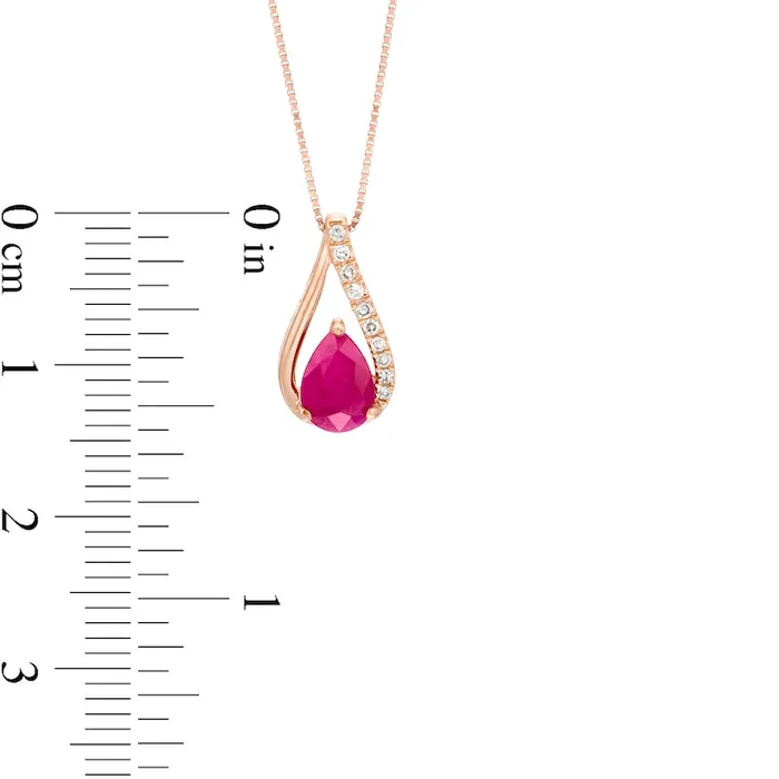 Goldia Necklaces PearShaped Ruby and 005 CT TW Natural Diamond Teardrop Pendant in 10K Rose Gold Goldia Necklaces PearShaped Ruby and 005 CT TW Natural Diamond Teardrop Pendant in 10K Rose Gold
