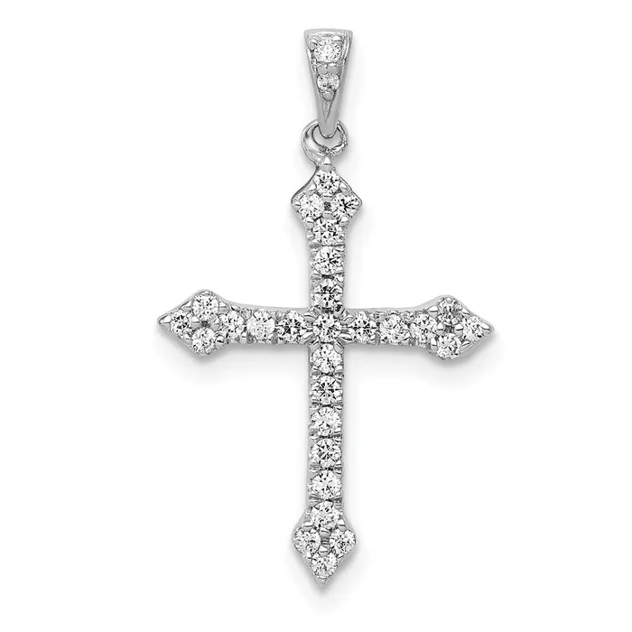 Goldia Necklaces Solid 14k White Gold 14ct Simulated CZ Cross Pendant
