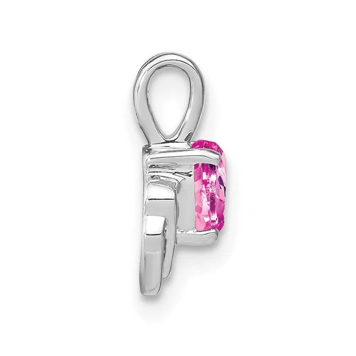Goldia Necklaces Solid 14k White Gold Created PinK Simulated Sapphire and CZ Pendant