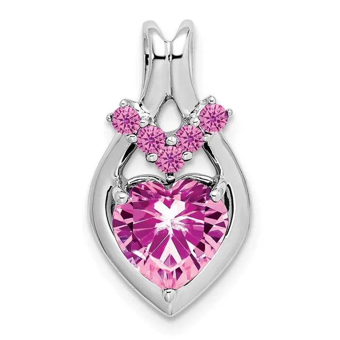 Goldia Necklaces Solid 14k White Gold Created PinK Simulated Sapphire Heart Pendant Goldia Necklaces Solid 14k White Gold Created PinK Simulated Sapphire Heart Pendant
