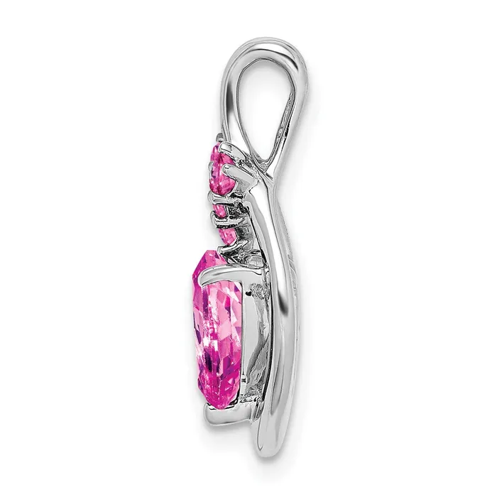 Goldia Necklaces Solid 14k White Gold Created PinK Simulated Sapphire Heart Pendant Goldia Necklaces Solid 14k White Gold Created PinK Simulated Sapphire Heart Pendant