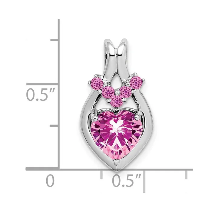 Goldia Necklaces Solid 14k White Gold Created PinK Simulated Sapphire Heart Pendant Goldia Necklaces Solid 14k White Gold Created PinK Simulated Sapphire Heart Pendant