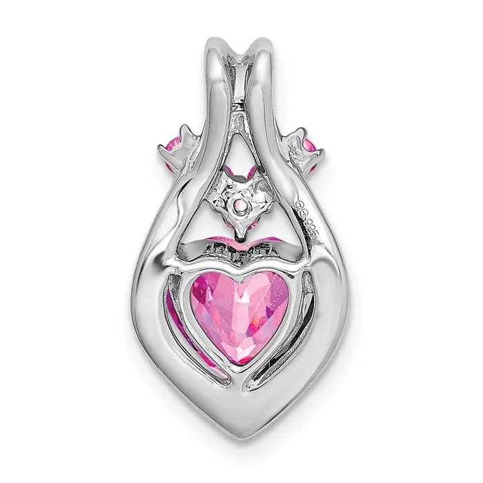 Goldia Necklaces Solid 14k White Gold Created PinK Simulated Sapphire Heart Pendant Goldia Necklaces Solid 14k White Gold Created PinK Simulated Sapphire Heart Pendant