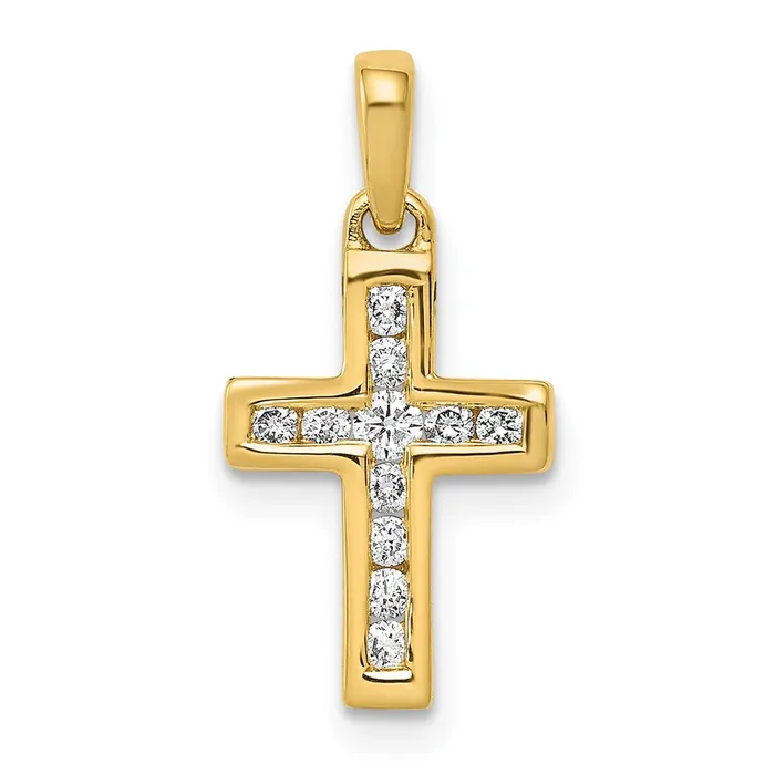 Goldia Necklaces Solid 14k Yellow Gold 16ct Simulated CZ Latin Cross Pendant Goldia Necklaces Solid 14k Yellow Gold 16ct Simulated CZ Latin Cross Pendant