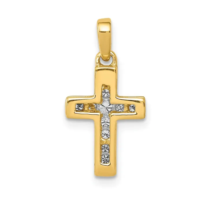 Goldia Necklaces Solid 14k Yellow Gold 16ct Simulated CZ Latin Cross Pendant Goldia Necklaces Solid 14k Yellow Gold 16ct Simulated CZ Latin Cross Pendant