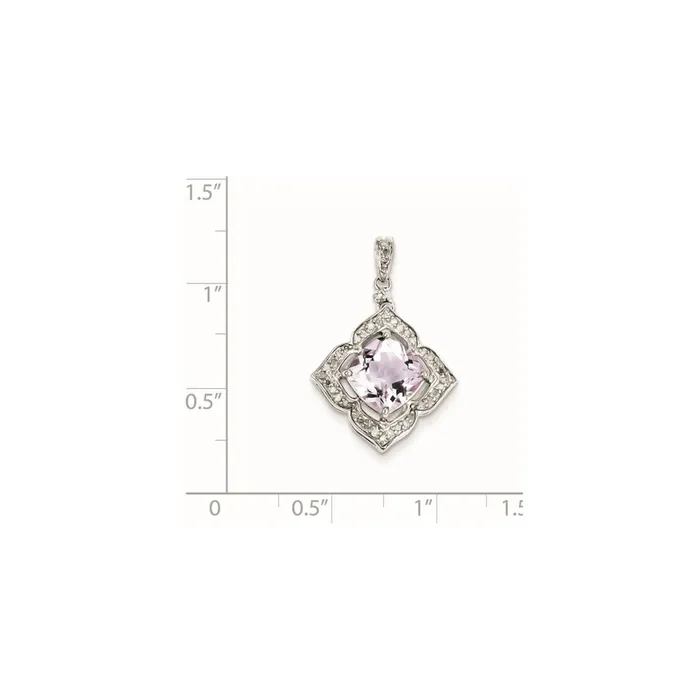 Goldia Necklaces Sterling Silver Diamond u0026 Pink Quartz Flower Pendant