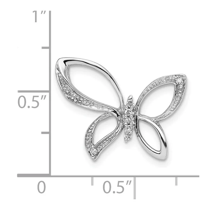 Goldia Necklaces Sterling Silver Rhodium Diamond Butterfly Pendant