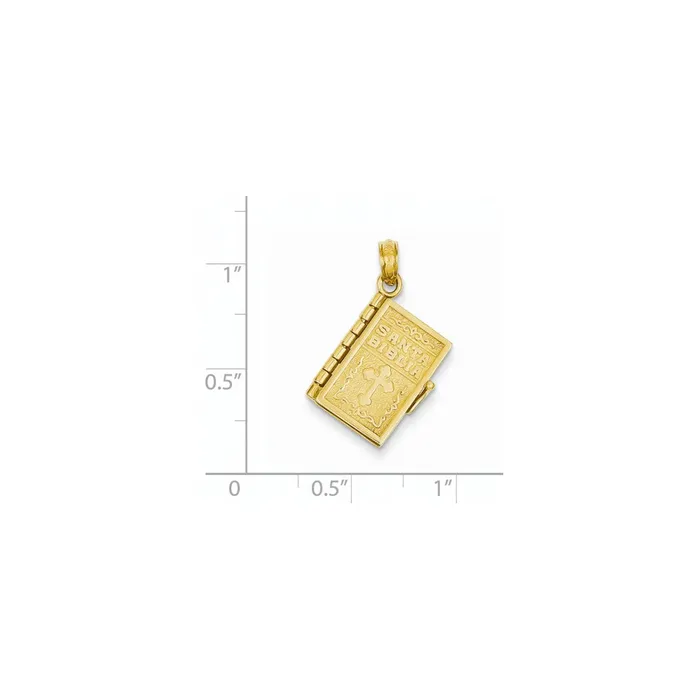 Goldia PreStyled Sets 14k Yellow Gold 3D Moveable Pages Santa Biblia Book Pendant