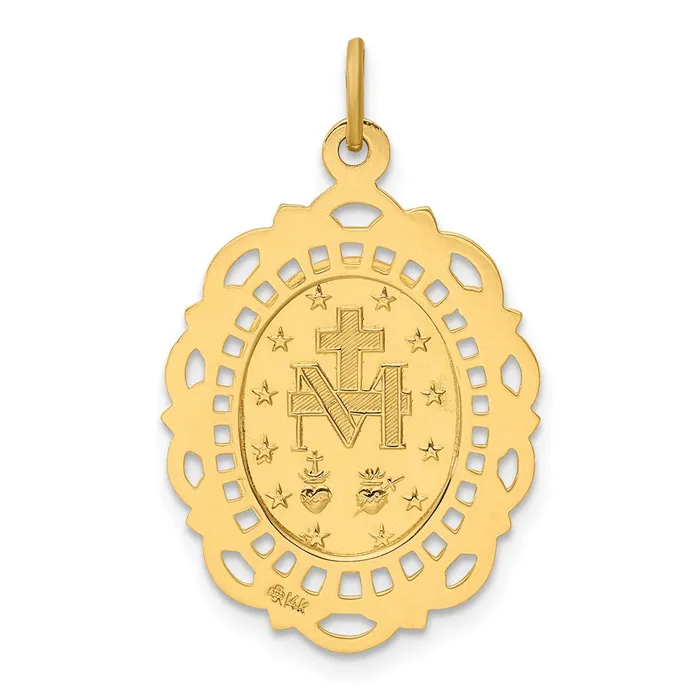Goldia PreStyled Sets 14k Yellow Gold Solid PolishedSatin Fancy Pierced Oval Miraculous Medal