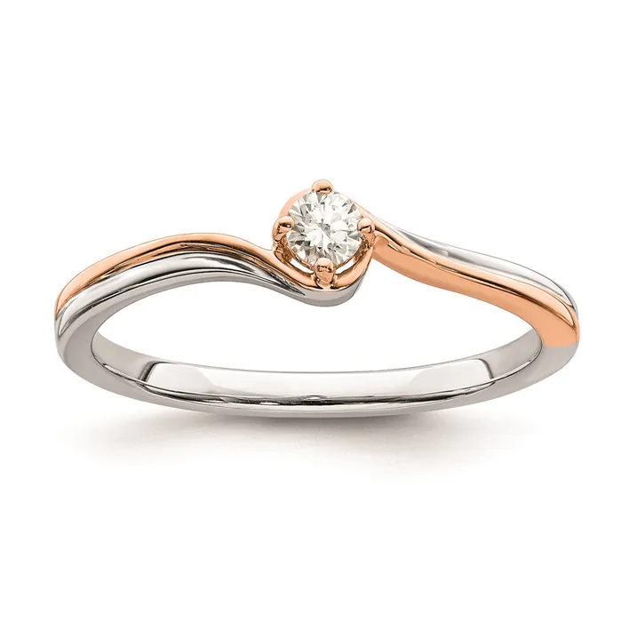 Goldia Rings 012ct CZ Solid Real 14k White Rose Plating Gold Complete Promise Ring Goldia Rings 012ct CZ Solid Real 14k White Rose Plating Gold Complete Promise Ring
