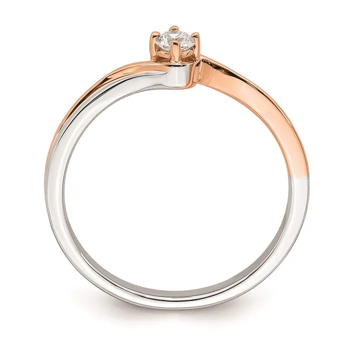 Goldia Rings 012ct CZ Solid Real 14k White Rose Plating Gold Complete Promise Ring