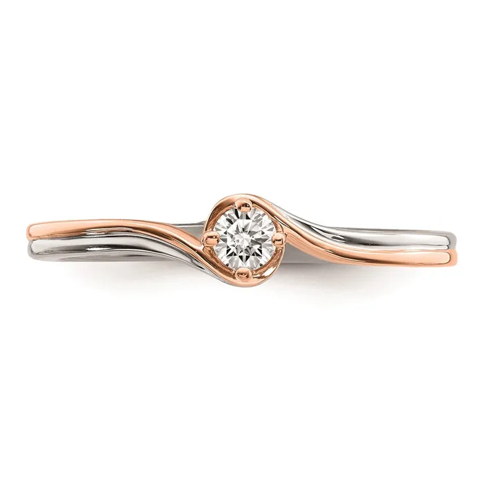 Goldia Rings 012ct CZ Solid Real 14k White Rose Plating Gold Complete Promise Ring