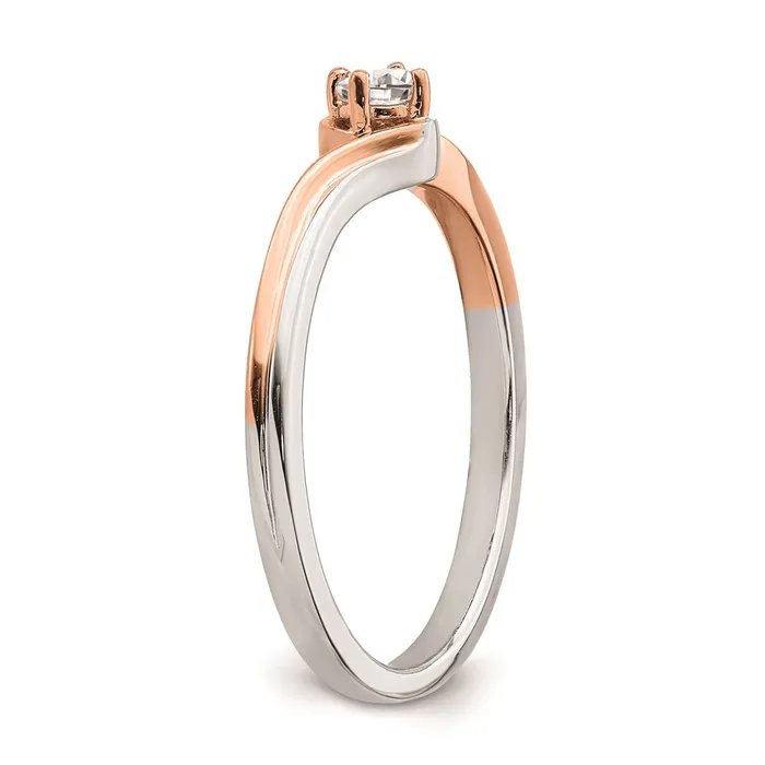 Goldia Rings 012ct CZ Solid Real 14k White Rose Plating Gold Complete Promise Ring
