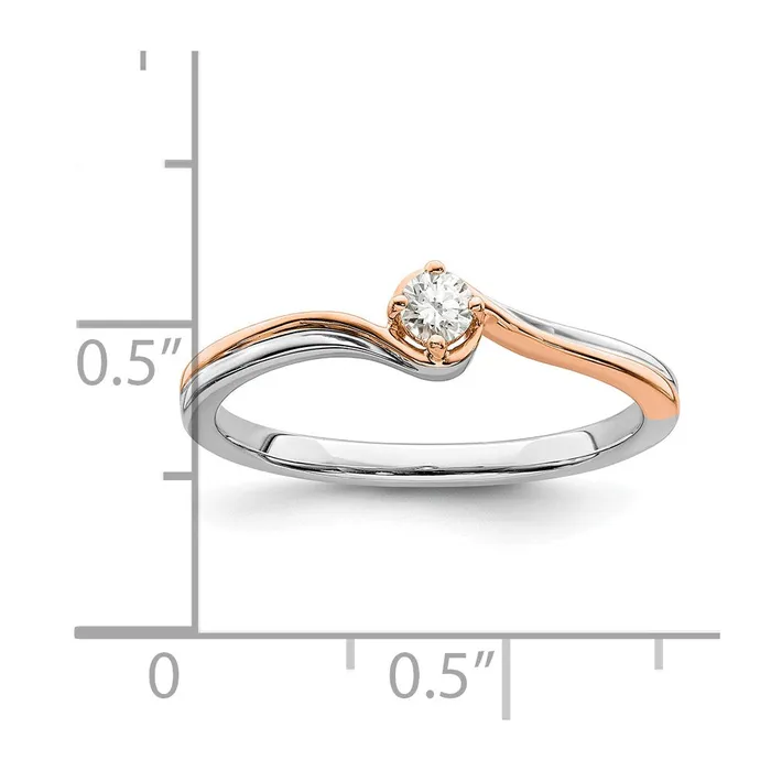Goldia Rings 012ct CZ Solid Real 14k White Rose Plating Gold Complete Promise Ring