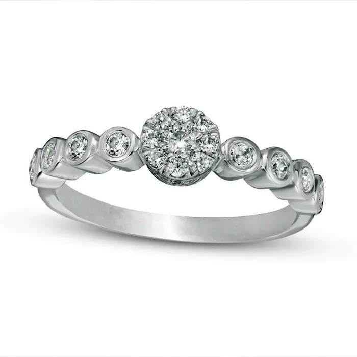 Goldia Rings 033 CT TW Natural Diamond Frame Engagement Ring in Solid 10K White Gold Goldia Rings 033 CT TW Natural Diamond Frame Engagement Ring in Solid 10K White Gold