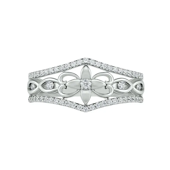 Goldia Rings 033 CT TW Natural Diamond Ornate Flower Ring in Solid 10K White Gold Goldia Rings 033 CT TW Natural Diamond Ornate Flower Ring in Solid 10K White Gold