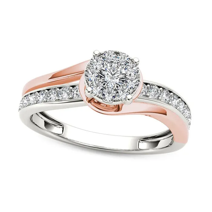 Goldia Rings 038 CT TW Natural Diamond Frame Bypass Engagement Ring in Solid 14K TwoTone Gold Goldia Rings 038 CT TW Natural Diamond Frame Bypass Engagement Ring in Solid 14K TwoTone Gold