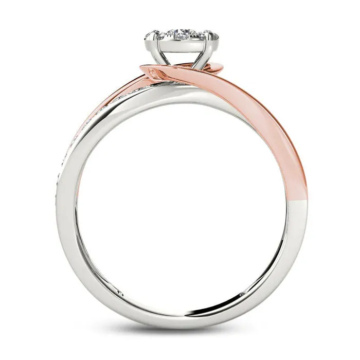 Goldia Rings 038 CT TW Natural Diamond Frame Bypass Engagement Ring in Solid 14K TwoTone Gold Goldia Rings 038 CT TW Natural Diamond Frame Bypass Engagement Ring in Solid 14K TwoTone Gold