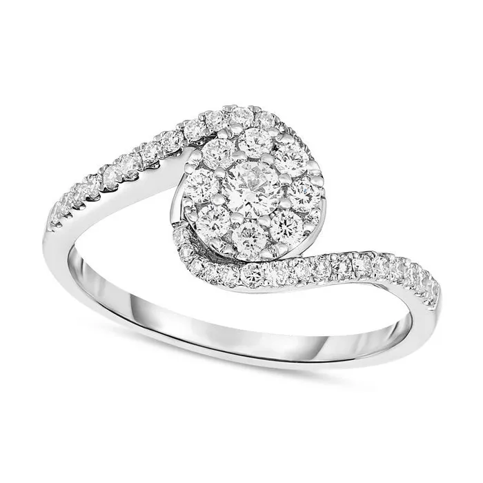 Goldia Rings 050 CT TW Composite Natural Diamond Bypass Engagement Ring in Solid 10K White Gold Goldia Rings 050 CT TW Composite Natural Diamond Bypass Engagement Ring in Solid 10K White Gold