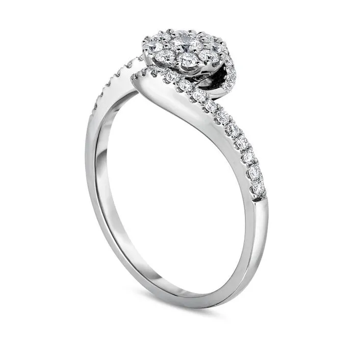 Goldia Rings 050 CT TW Composite Natural Diamond Bypass Engagement Ring in Solid 10K White Gold Goldia Rings 050 CT TW Composite Natural Diamond Bypass Engagement Ring in Solid 10K White Gold