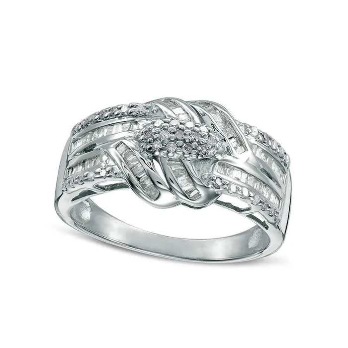 Goldia Rings 050 CT TW Composite Natural Diamond Marquise Woven Ring in Sterling Silver Goldia Rings 050 CT TW Composite Natural Diamond Marquise Woven Ring in Sterling Silver