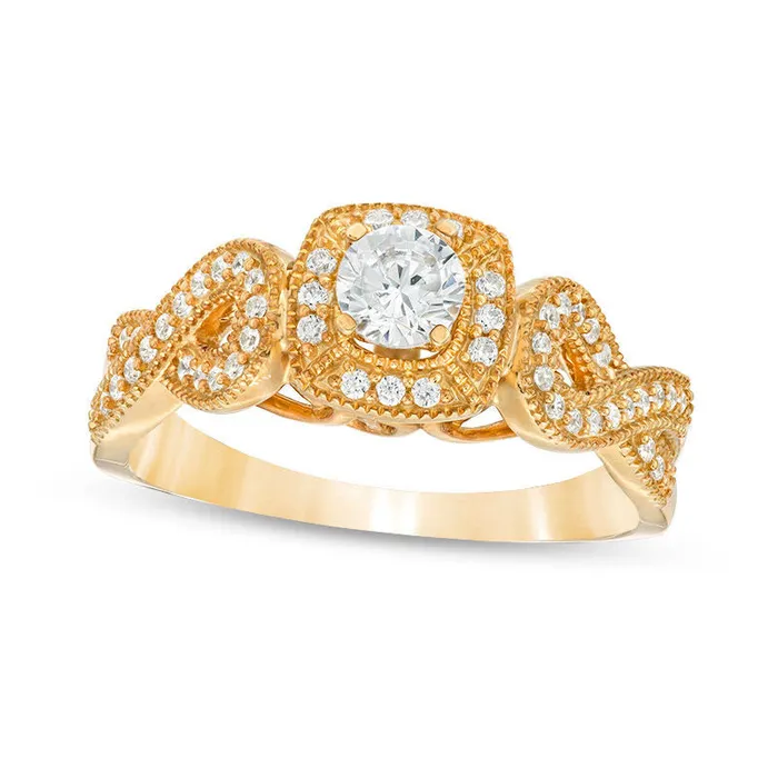 Goldia Rings 050 CT TW Natural Diamond Square Frame Antique VintageStyle Engagement Ring in Solid 14K Gold Goldia Rings 050 CT TW Natural Diamond Square Frame Antique VintageStyle Engagement Ring in Solid 14K Gold