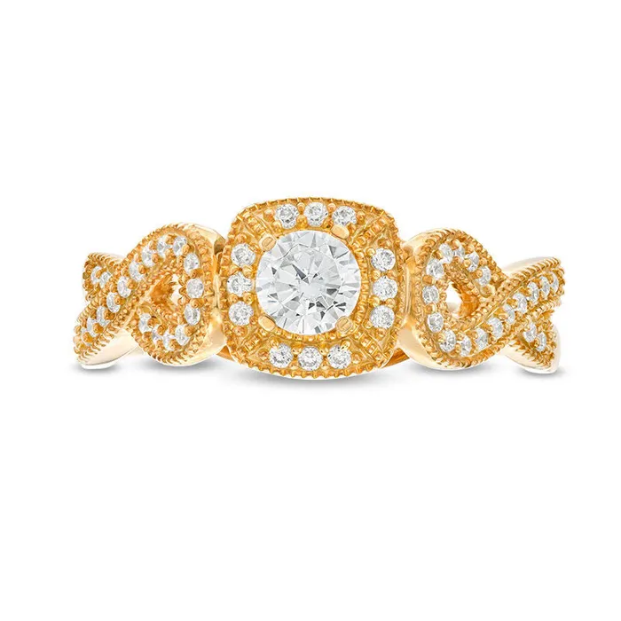 Goldia Rings 050 CT TW Natural Diamond Square Frame Antique VintageStyle Engagement Ring in Solid 14K Gold Goldia Rings 050 CT TW Natural Diamond Square Frame Antique VintageStyle Engagement Ring in Solid 14K Gold