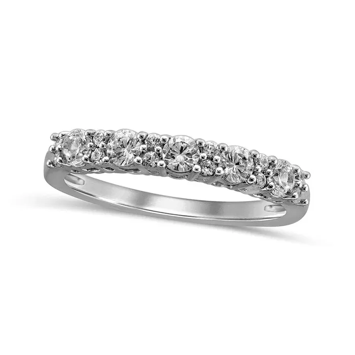 Goldia Rings 063 CT TW Natural Diamond Five Stone Anniversary Band in Solid 10K White Gold Goldia Rings 063 CT TW Natural Diamond Five Stone Anniversary Band in Solid 10K White Gold