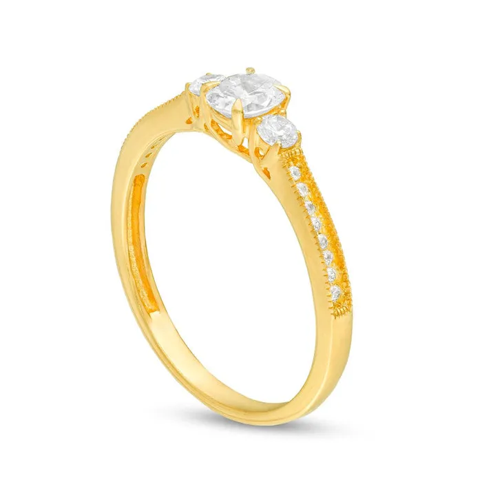 Goldia Rings 063 CT TW Oval and Round Natural Diamond Three Stone Engagement Ring in Solid 14K Gold Goldia Rings 063 CT TW Oval and Round Natural Diamond Three Stone Engagement Ring in Solid 14K Gold