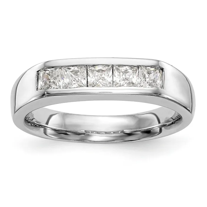 Goldia Rings 070ct CZ Solid Real 14K White Gold 5Stone Channel Wedding Band Ring Goldia Rings 070ct CZ Solid Real 14K White Gold 5Stone Channel Wedding Band Ring