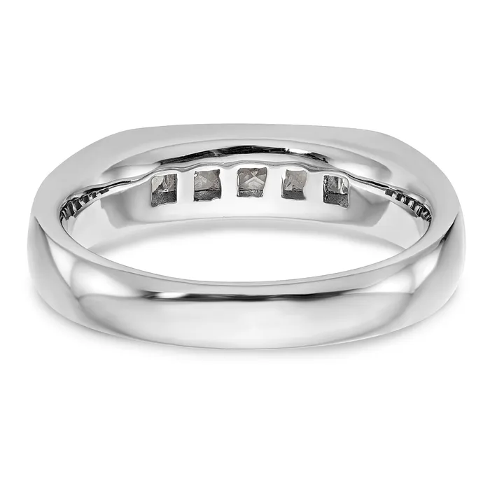 Goldia Rings 070ct CZ Solid Real 14K White Gold 5Stone Channel Wedding Band Ring