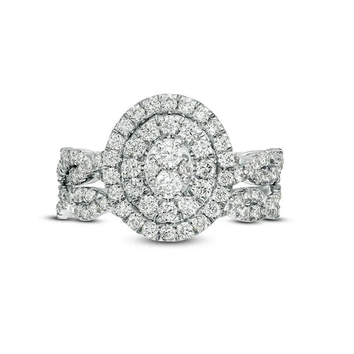Goldia Rings 075 CT TW Composite Natural Diamond Double Oval Frame Twist Bridal Engagement Ring Set in Solid 10K White Gold Goldia Rings 075 CT TW Composite Natural Diamond Double Oval Frame Twist Bridal Engagement Ring Set in Solid 10K White Gold