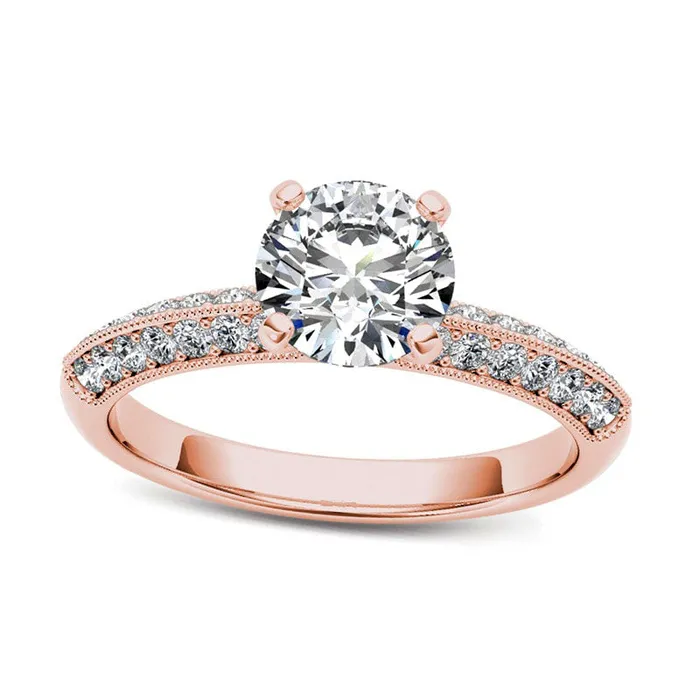 Goldia Rings 075 CT TW Natural Diamond Antique VintageStyle Engagement Ring in Solid 14K Rose Gold Goldia Rings 075 CT TW Natural Diamond Antique VintageStyle Engagement Ring in Solid 14K Rose Gold