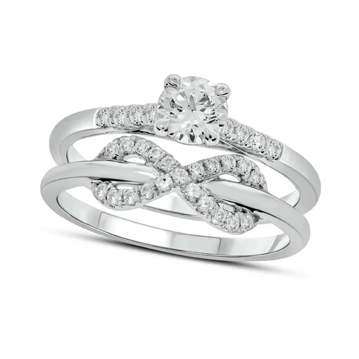 Goldia Rings 075 CT TW Natural Diamond Infinity Bridal Engagement Ring Set in Solid 10K White Gold Goldia Rings 075 CT TW Natural Diamond Infinity Bridal Engagement Ring Set in Solid 10K White Gold
