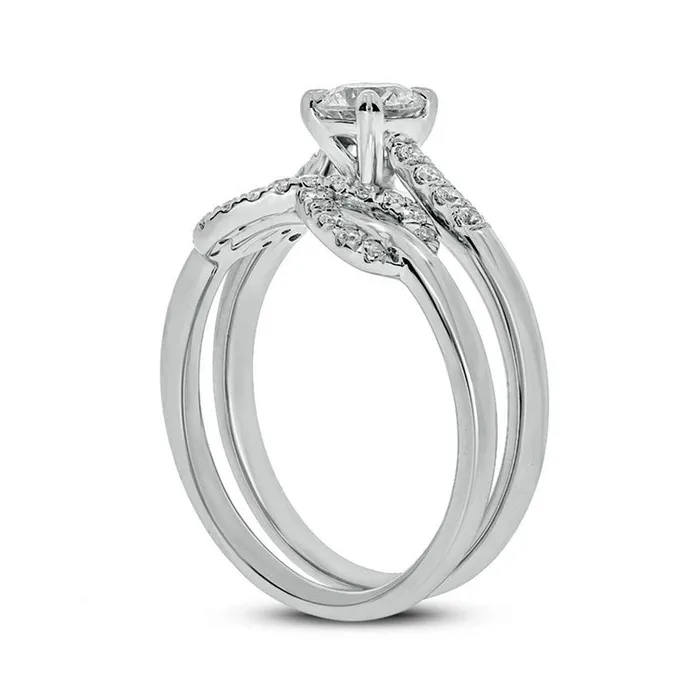 Goldia Rings 075 CT TW Natural Diamond Infinity Bridal Engagement Ring Set in Solid 10K White Gold Goldia Rings 075 CT TW Natural Diamond Infinity Bridal Engagement Ring Set in Solid 10K White Gold