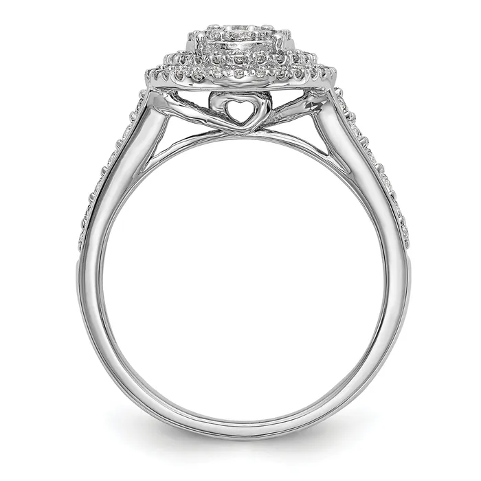 Goldia Rings 090ct CZ Solid Real 14K White Gold Cluster Wedding Wedding Band Ring