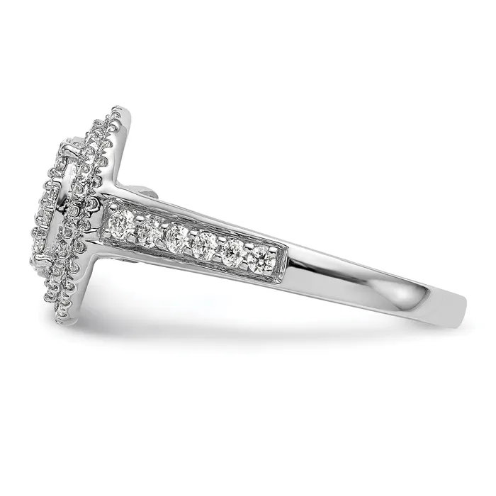 Goldia Rings 090ct CZ Solid Real 14K White Gold Cluster Wedding Wedding Band Ring