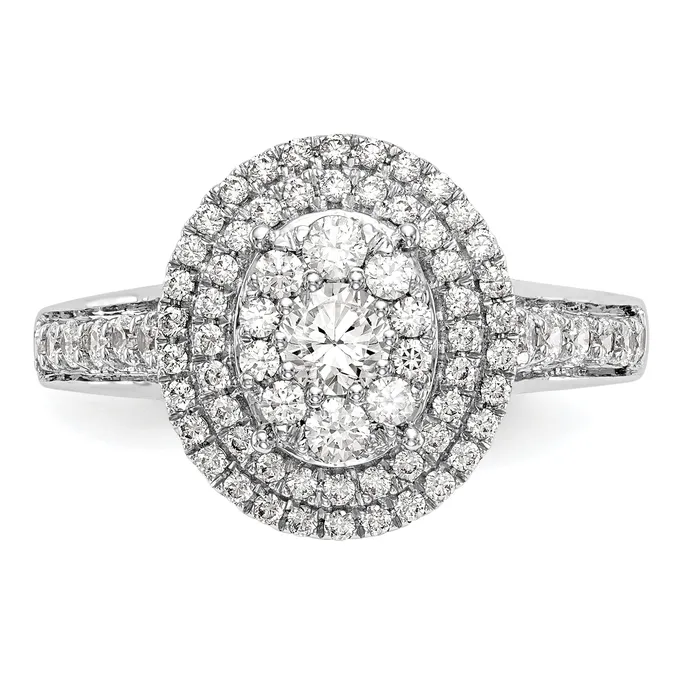 Goldia Rings 090ct CZ Solid Real 14K White Gold Cluster Wedding Wedding Band Ring
