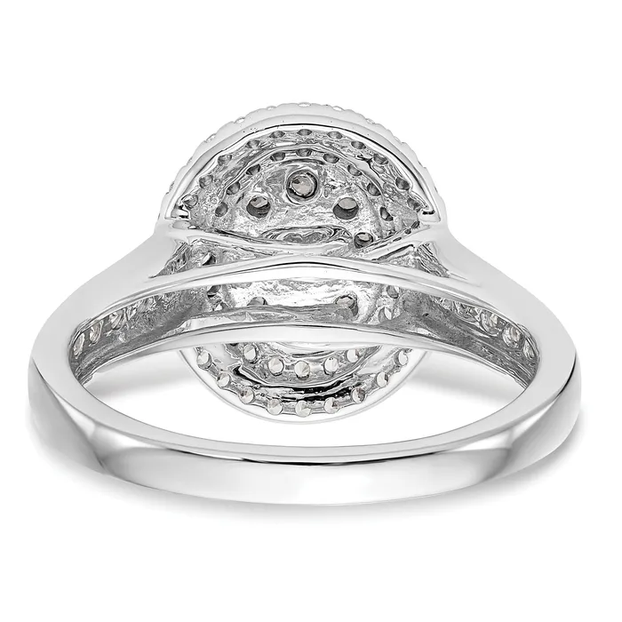 Goldia Rings 090ct CZ Solid Real 14K White Gold Cluster Wedding Wedding Band Ring