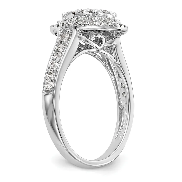 Goldia Rings 090ct CZ Solid Real 14K White Gold Cluster Wedding Wedding Band Ring