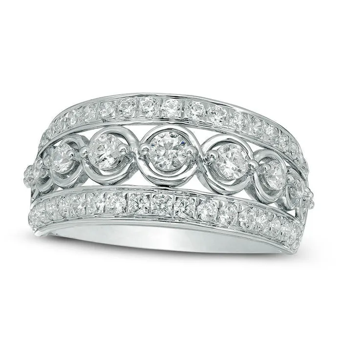 Goldia Rings 10 CT TW Natural Diamond Nine Stone Anniversary Band in Solid 14K White Gold Goldia Rings 10 CT TW Natural Diamond Nine Stone Anniversary Band in Solid 14K White Gold