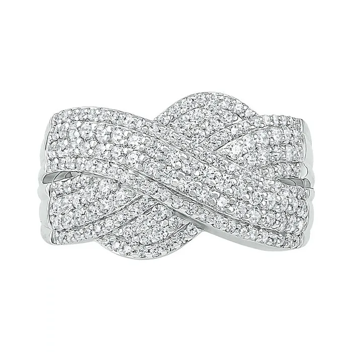 Goldia Rings 10 CT TW Natural Diamond Twist Shank Crossover Ring in Solid 10K White Gold Goldia Rings 10 CT TW Natural Diamond Twist Shank Crossover Ring in Solid 10K White Gold