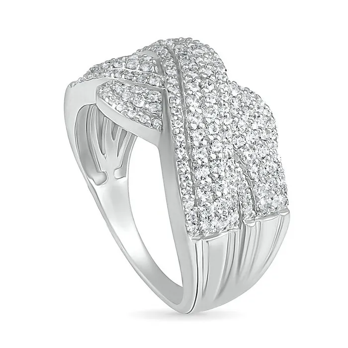 Goldia Rings 10 CT TW Natural Diamond Twist Shank Crossover Ring in Solid 10K White Gold Goldia Rings 10 CT TW Natural Diamond Twist Shank Crossover Ring in Solid 10K White Gold