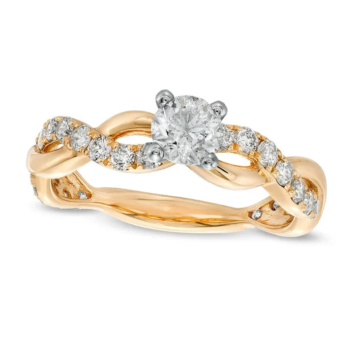 Goldia Rings 10 CT TW Natural Diamond Twist Shank Engagement Ring in Solid 14K Gold Goldia Rings 10 CT TW Natural Diamond Twist Shank Engagement Ring in Solid 14K Gold