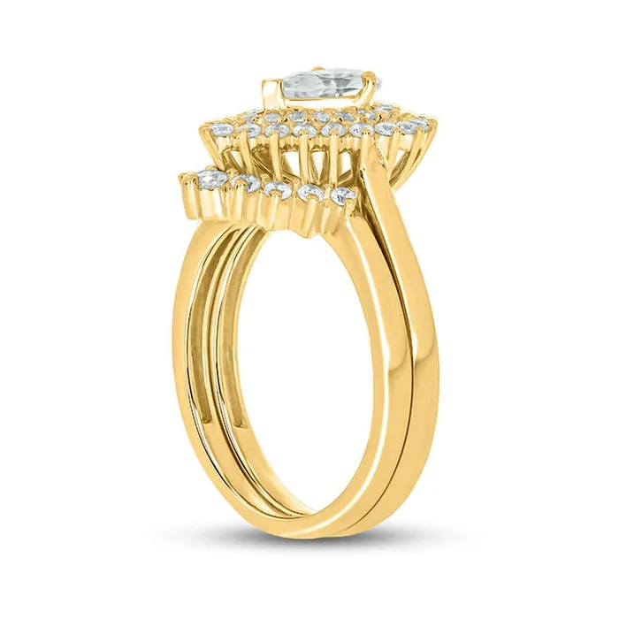 Goldia Rings 10 CT TW PearShaped Natural Diamond Sunburst Contour Bridal Engagement Ring Set in Solid 14K Gold II2 Goldia Rings 10 CT TW PearShaped Natural Diamond Sunburst Contour Bridal Engagement Ring Set in Solid 14K Gold II2