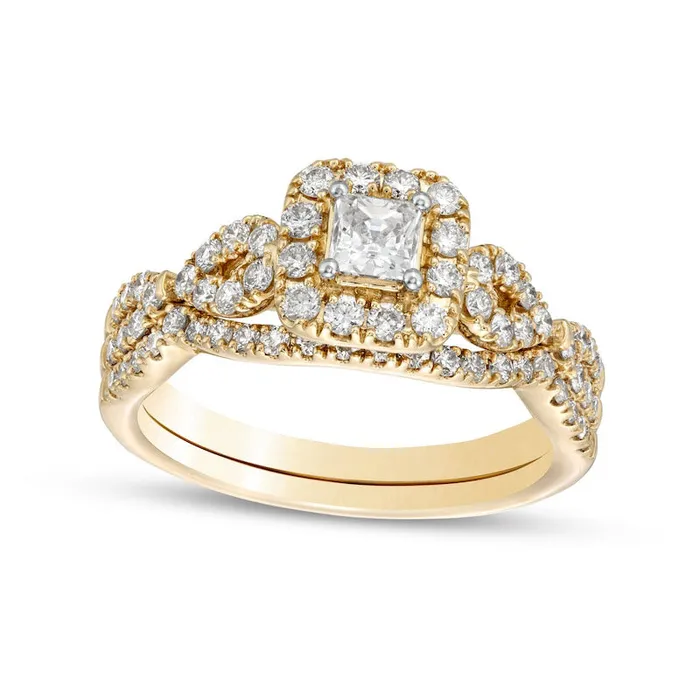 Goldia Rings 10 CT TW PrincessCut Natural Diamond Frame Twist Shank Bridal Engagement Ring Set in Solid 14K Gold Goldia Rings 10 CT TW PrincessCut Natural Diamond Frame Twist Shank Bridal Engagement Ring Set in Solid 14K Gold