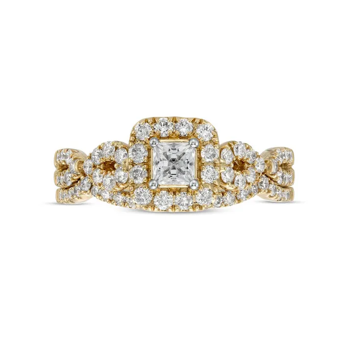 Goldia Rings 10 CT TW PrincessCut Natural Diamond Frame Twist Shank Bridal Engagement Ring Set in Solid 14K Gold Goldia Rings 10 CT TW PrincessCut Natural Diamond Frame Twist Shank Bridal Engagement Ring Set in Solid 14K Gold